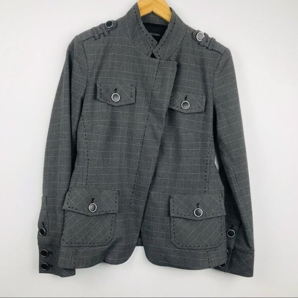 Nicole  Benisti Gray Plaid Single Breasted blazer Jacket women size  6 - Picture 3 of 14